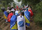 Commemorators started backtracking the wooded route through Bosnia that massacre survivors took 18 years ago when they fled the single worst act of genocide in Europe since the Holocaust.